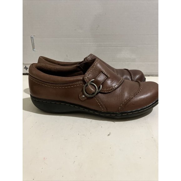 Clarks ASHLAND INDIGO Loafer Women Size 6.5M brown Pewter Leather Slip-On shoe - Picture 5 of 7